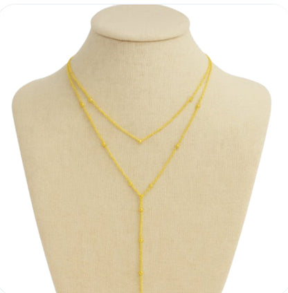 Collier Argenté Double Rang à Billes