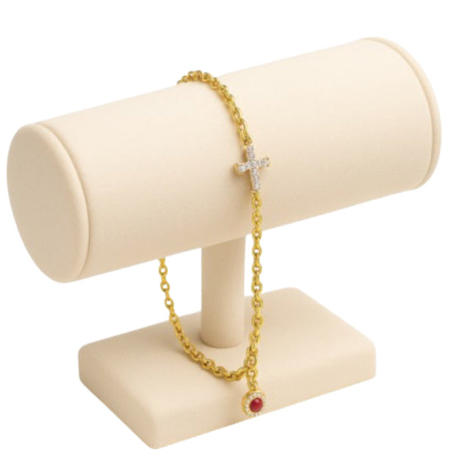 Bracelet Doré – Croix et Rubis Étincelants