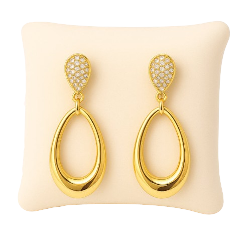 Boucles d’oreilles pendantes goutte dorée