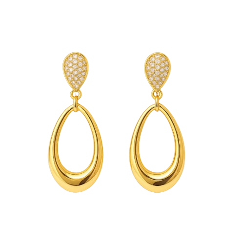 Boucles d’oreilles pendantes goutte dorée