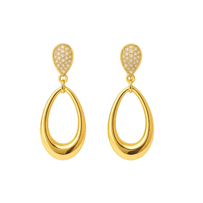 Boucles d’oreilles pendantes goutte dorée